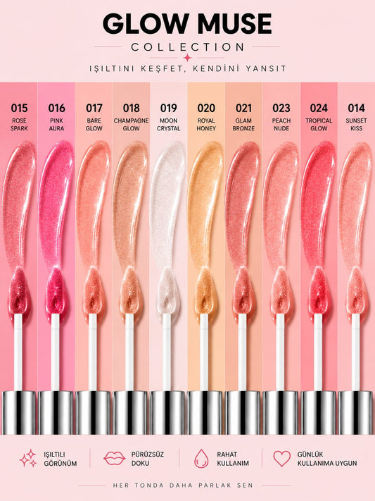 Royal Honey 020 | Bal & Altın Işıltılı Lip Gloss - Cam Gibi Parlak Görünüm