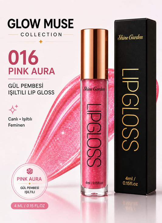 Pink Aura 016 | Nude Baby Pink Işıltılı Lip Gloss - Cam Gibi Parlak Görünüm