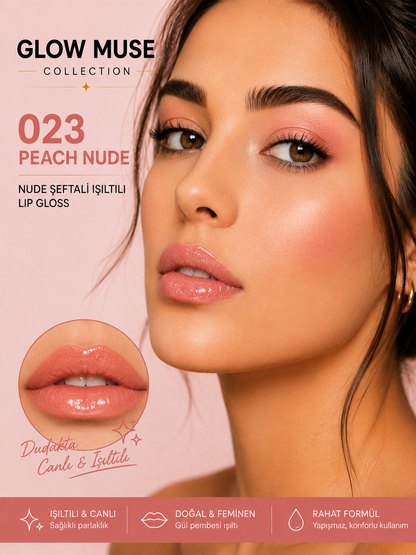 Peach Nude 023 | Şeftali Nude Işıltılı Lip Gloss - Cam Gibi Parlak Görünüm
